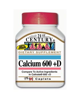 21st Century Calcium 600 + D Caplets For Bone Health, Pack of 75's
