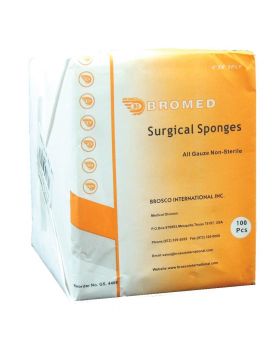 Bromed Surgical Gauze Non-Sterile Sponges 4 inch x 4 inch x 8 ply 100's