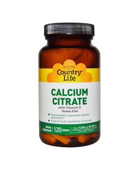 Country Life Calcium Citrate With Vitamin D Tablets For Bone Health, Pack of 120's