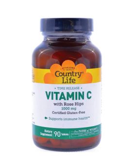 Country Life Antioxidant Vitamin C 1000 mg With Rose Hips Tablets For Immune Support, Pack of 90's