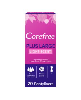 Carefree Plus Large Light Scented Panty Liners, Pack of 20's
