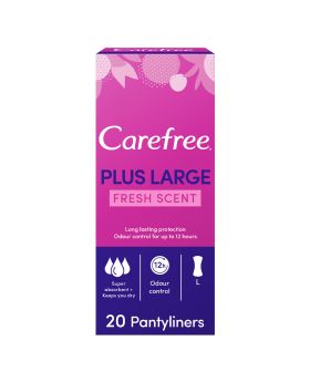 Carefree Plus Large Fresh Scented Panty Liners, Pack of 20's