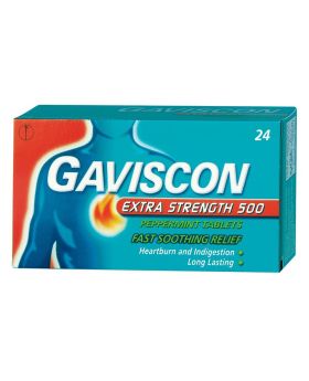 Gaviscon Extra Strength 500 mg Peppermint Tablets 24's