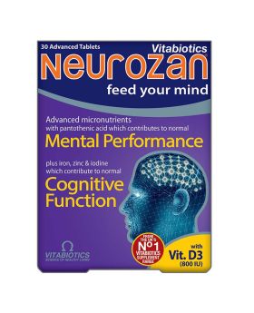 Vitabiotics Neurozan Mind Booster Supplement Tablets For Healthy Mental & Cognitive Function, Pack of 30's