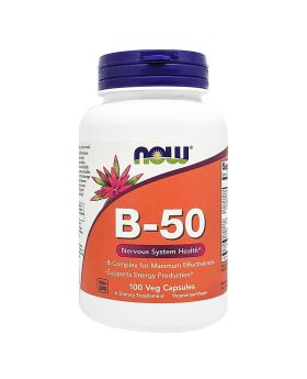 Now B-50 Vitamin B-Complex Capsules For Energy Production & Nervous System, Pack of 100's