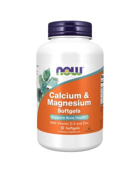 Now Calcium & Magnesium With Vitamin D3 & Zinc Softgel For Bone Health, Pack of 30's