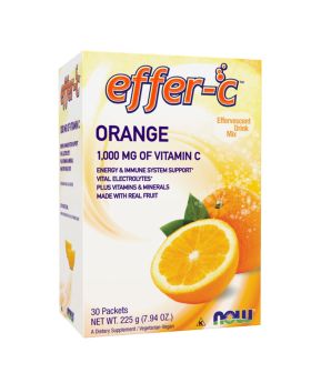 Now Effer-C 1000mg Vitamin C Effervescent Sugar Free Drink Mix Sachet For Energy & Immune Support, Orange, Pack of 30's