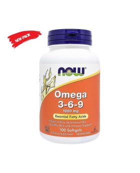 Now Omega 3-6-9 1000mg Softgels For Skin & Immune Support, Pack of 100's