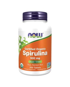 Now Organic Spirulina 500mg Antioxidant Tablets For Overall Health & Wellness, Pack of 200's