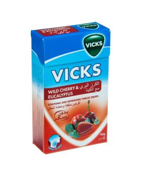 Vicks Soothing & Refreshing Throat Drops With Wild Cherry & Eucalyptus 40g