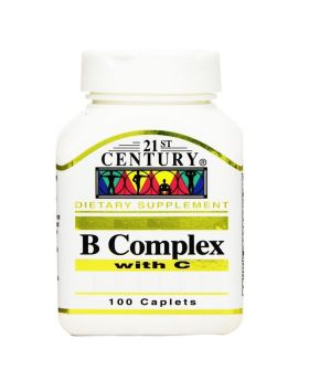 21st Century B Complex With Vitamin C Caplets For Energy & Immune Support, Pack of 100's