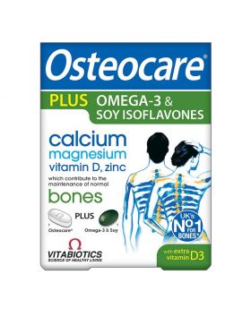 Vitabiotics Osteocare Plus Omega-3 and Soy With Calcium, Magnesium & Vitamin D3 For Healthy Bones, Dual Pack of Calcium & micronutrient tablets 56's + Omega-3 capsules 28's