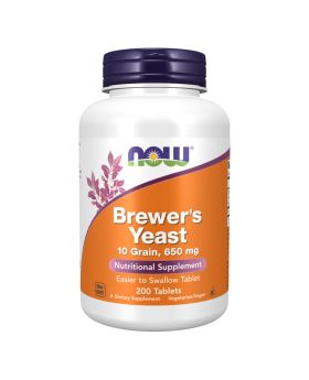 Now Brewer's Yeast 650mg Tablets Nutritional Supplement For Healthy Digestion, Pack of 200's