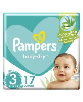 Pampers Baby-Dry Diapers With Aloe Vera Lotion & Leakage Protection, Size 3, For 6-10 kg Baby, Pack of 17's