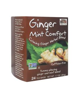 Now Ginger Mint Comfort Calming, Stomach Soothing, After Meal Tonic Herbal Tea Bags, Pack of 24's