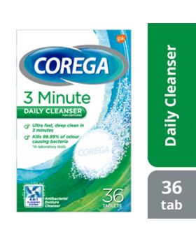 Corega 3 Minutes Cleanser Full Dentures Tablets 36's