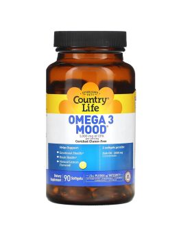 Country Life Omega 3 Mood 2000 mg Softgels For Brain & Emotional Health, Pack of 90's