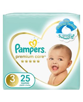 Pampers Premium Care Softest Best Skin Protection Diapers, Size 3, For 6-10 Kg Baby, Pack of 25's