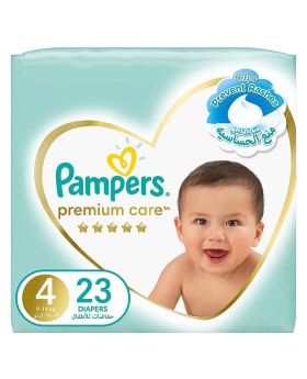 Pampers Premium Care Softest Best Skin Protection Diapers, Size 4, For 9-14 Kg Baby, Pack of 23's