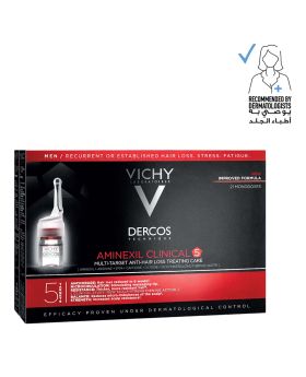 Vichy Dercos Aminexil Clinical 5 Anti-Hair Fall Treatment For Men, Pack of 6ml x 21's
