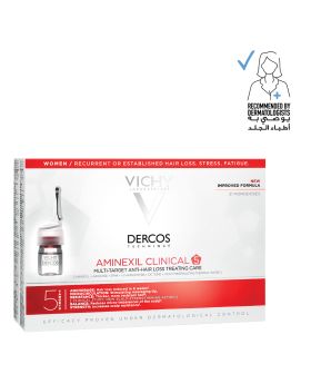 Vichy Dercos Aminexil Clinical 5 Anti-Hair Fall Treatment For Women, Pack of 6ml x 21's