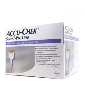 Accu-Chek Safe-T-Pro Uno Sterile Single Use Lancets For Diabetic Blood Glucose Testing, Pack of 200's
