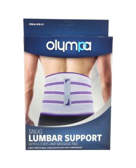 Olympa Snug Lumbar Support with 6 Stays and Massage Pad Cool Grey Small OFB-511