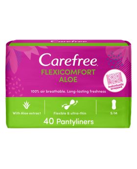Carefree FlexiComfort Breathable Ultra-Thin Panty Liners With Aloe Extract, Pack of 40's