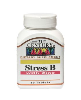 21st Century Stress B Multivitamin With Zinc Tablets For Energy & Immune Support, Pack of 30's