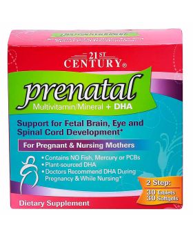 21st Century Prenatal Multivitamins/Mineral Tablets + Prenatal DHA Softgels, Dual Pack of 30's + 30's