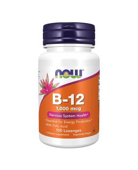 Now B-12 1000 mcg Lozenges With Folic Acid For Energy Production & Healthy Nervous System, Pack of 100's