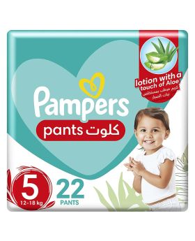 Pampers Aloe Vera Lotion Infused Baby-Dry Pants With Stretchy Sides & Leakage Protection, Size 5, For 12-18 Kg Baby, Pack of 22's