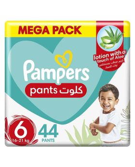 Pampers Aloe Vera Lotion Infused Baby-Dry Pants With Stretchy Sides & Leakage Protection, Size 6, For 16-21 Kg Baby, Pack of 44's