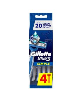 Gillette Blue Simple 3 Men's Disposable Razor, Pack of 4's 