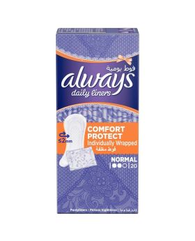 Always Daily Liners Comfort Protect Individually Wrapped, Normal Pantyliners, Pack of 20's