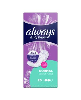 Always Daily Liners Comfort Protect With Fresh Scent, Normal Pantyliners, Pack of 20's