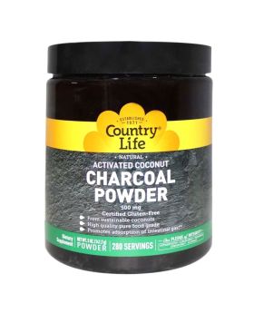 Country Life Natural 500 mg Activated Coconut Charcoal Gluten-Free Powder, Pack of 280 Servings