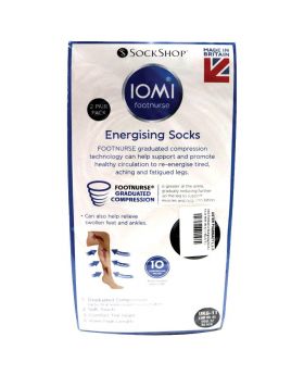 SockShop Iomi Footnurse Energising Socks Knee High UK 6-11 Black 2 Pair