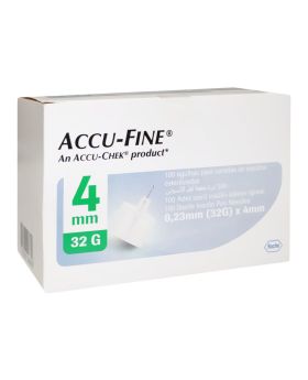 Accu-Fine Sterile Insulin Pen Needles For Diabetes & Painless Insulin Delivery 32 G x 4 mm, Pack of 100's