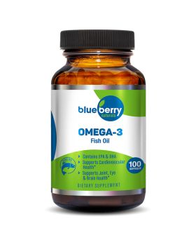 Blueberry Naturals Omega 3 1000mg Fish Oil Softgels, Pack of 100's