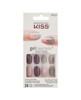 Kiss Gel Fantasy No Pressure Ready To Wear Nails With Glue And Adhesive Tabs, KGN17C, Pack of 24's