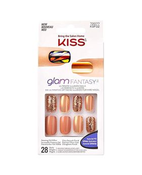 Kiss Glam Fantasy Nails With Glue And Adhesive Tabs, KGF02C, Pack of 28's