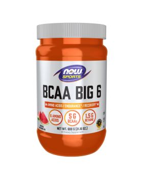 Now Sports BCAA Big 6 Watermelon Flavoured Powder For Endurance & Recovery 600g
