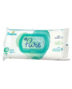 Pampers Aqua Pure Baby Wipes Made With 99% Pure Water, Pack of 48's