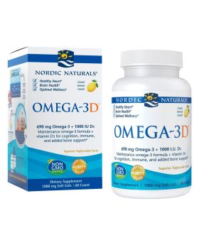 Nordic Naturals Omega 3D 690 mg Omega 3 + 1000 IU D3 Softgels 60's