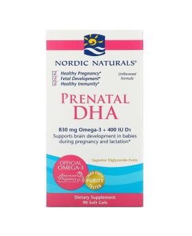 Nordic Naturals Prenatal DHA Omega 3 with Vit D3 Softgel 90's