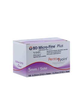 BD Micro-Fine Plus Penta Point 0.25 x 5 mm 100's