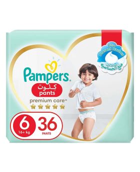 Pampers Premium Care Pants Diapers With Stretchy Sides & Better Fit, Size 6, For 16+ Kg Baby, Pack of 36's