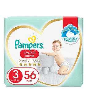 Pampers Premium Care Pants Diapers With Stretchy Sides & Better Fit, Size 3, For 6-11 Kg Baby, Pack of 56's