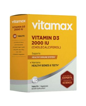 Vitamax Vitamin D3 2000 IU Vegetarian Tablet For Healthy Bone & Teeth, Pack of 60's